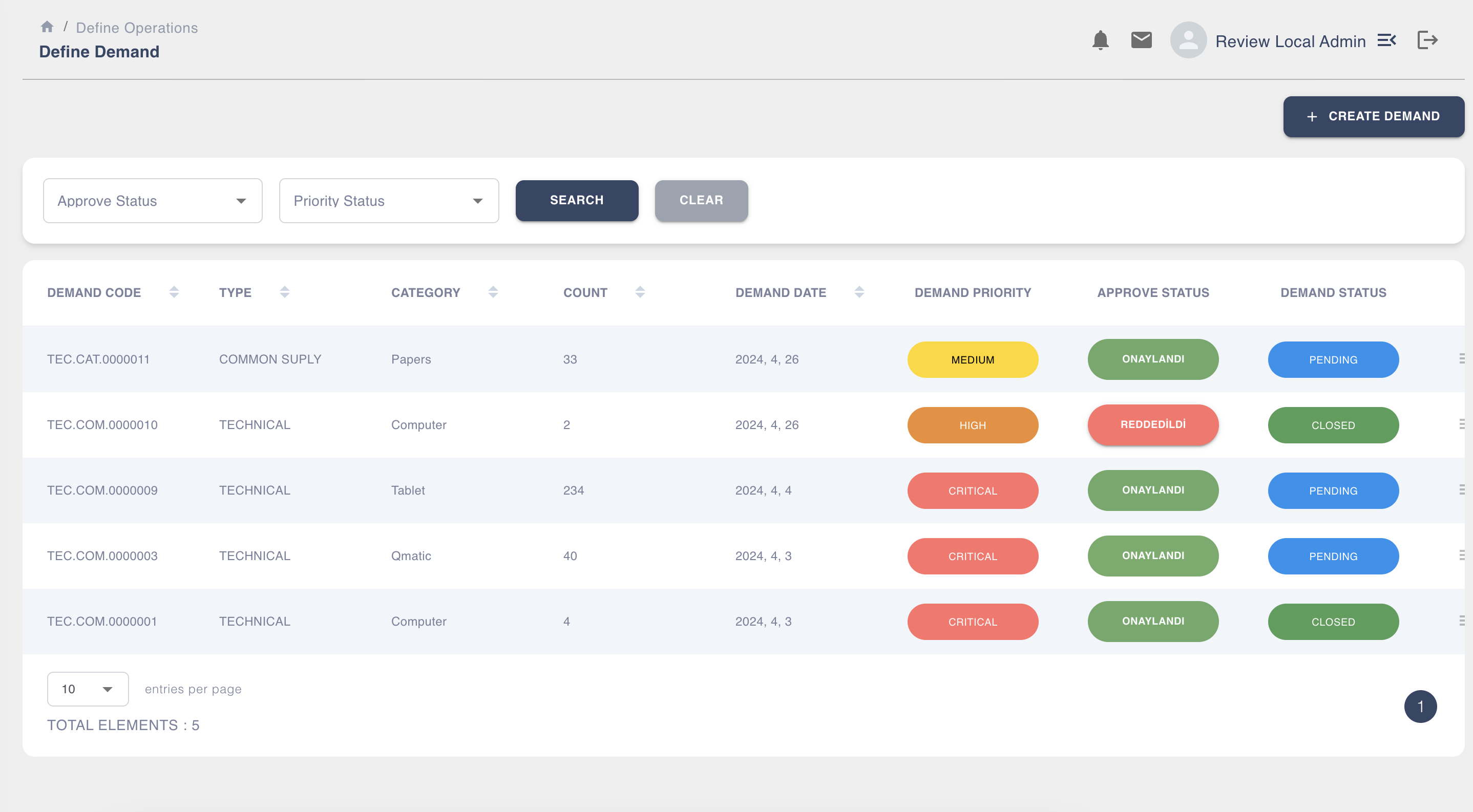 Inventory Management Interface